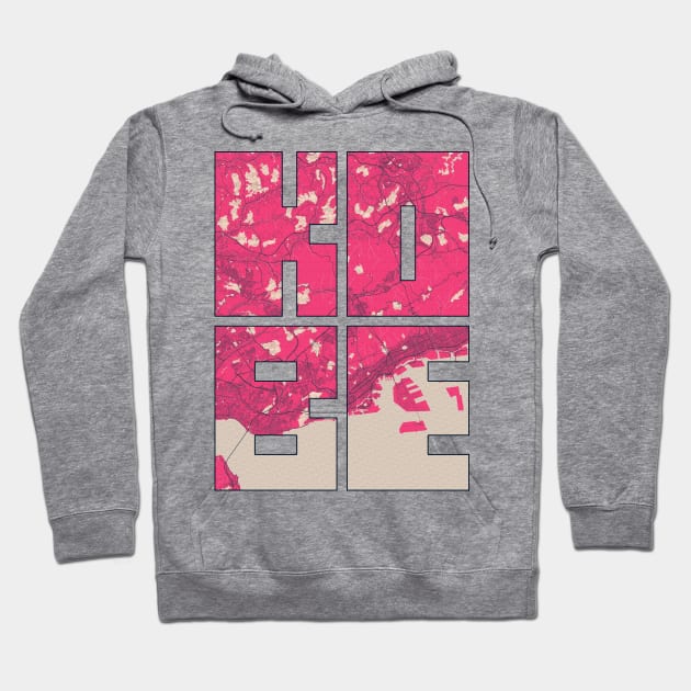 Kobe, Japan City Map Typography - Blossom Hoodie by deMAP Studio